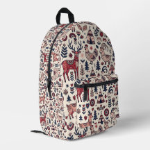 Mochila Floresta Nórdica com Cervo, Galinha e Cabr