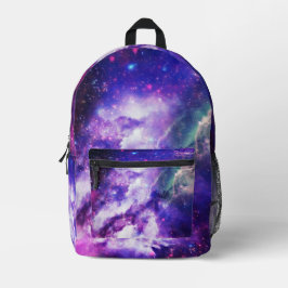Mochila impressa roxa de galáxia brilhante