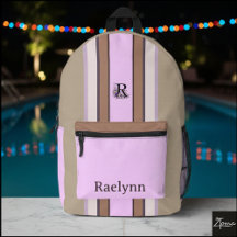Mochila Listrada com Monograma Floral Personalizad