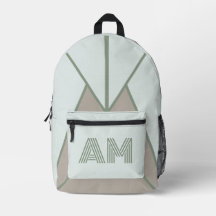 Mochila Monograma Geométrica Verde Sage Minimalist