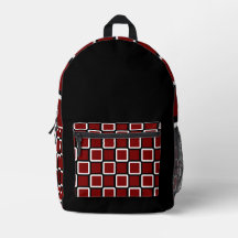 Mochila Negra Moderna com Borgonha e Praça Branca