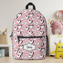 Mochila Personalizada com Corações Rosa