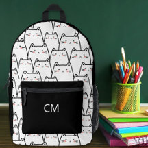 Mochila Personalizada de Monograma de Gatos Cons
