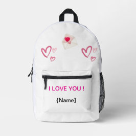Mochila personalizada "Eu te amo" com coração—Cus