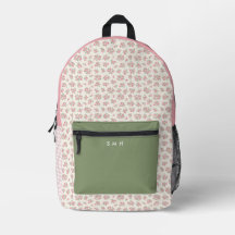Mochila Pink e Floral e Gingham Personalizados