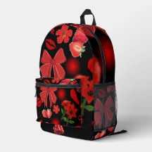 Mochila preta com Design vermelho preto