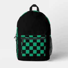 Mochila Preta Moderna com Destaques Verde e Azul