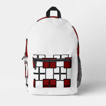 Mochila Preta Moderna com Praça Vermelha e Branca