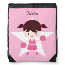 Saco de cordão uniforme do rosa do cheerleader da