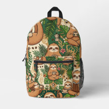 Mochila Sloth Coffee – Padrão Fofo e Aconchegante