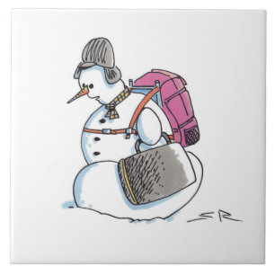 Mochila Snowman - azulejo cerâmico grande