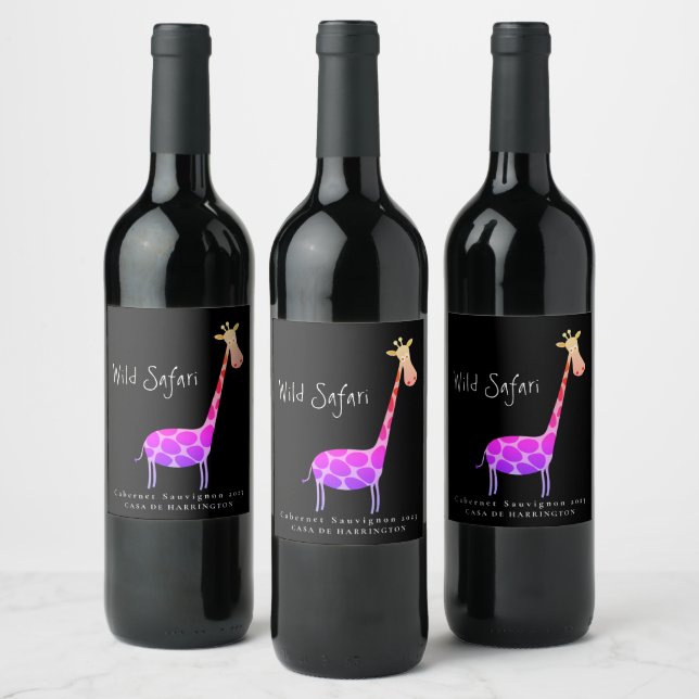 Mockup Girafa Wild Safari - Rótulos de Vinho Perso (Garrafas)