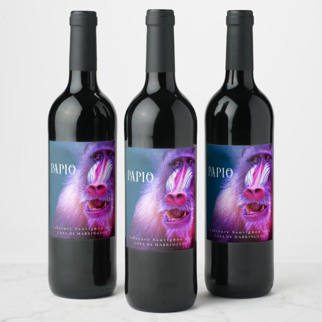 Mockup Papio (Baboon) - Rótulos de Vinho Metálico  (Garrafas)