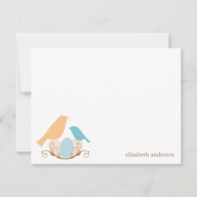 Mod Birds Nest Flat Obrigado Cartões (Frente)