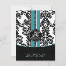 mod damask aqua rsvp standard 3.5 x 5
