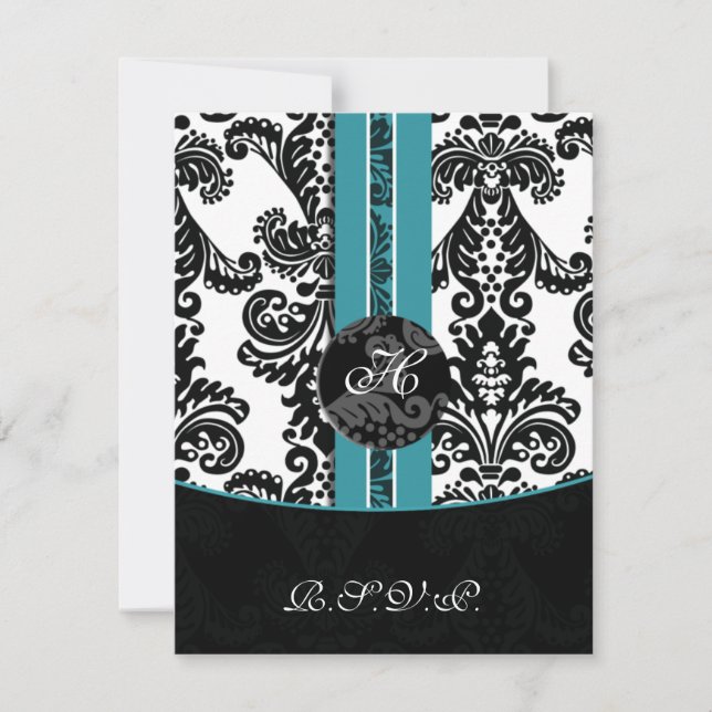 mod damask aqua rsvp standard 3.5 x 5 (Frente)