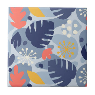 Mod Monstera Leaf Abstrato havaiano Tropical - Azu