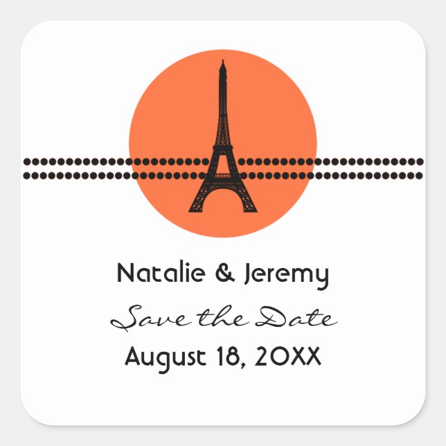 Mod Parisiense Salve os Adesivos de Data, Laranja (Frente)
