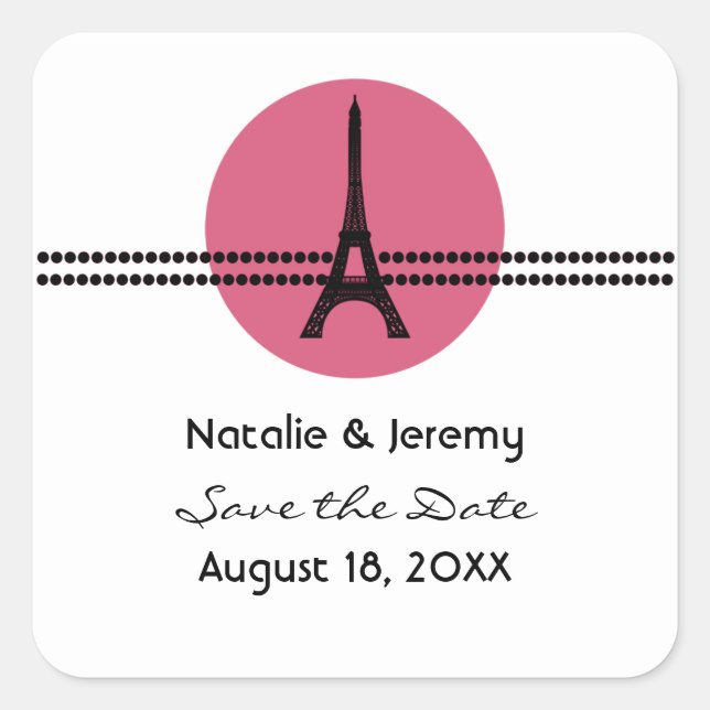 Mod Parisiense Salve os Adesivos de Data, Rosa (Frente)