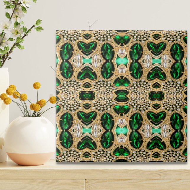 moda cinzenta arte deco ouro esmeralda verde (girly chic fashion art deco gold emerald green ceramic tile)