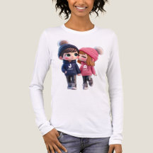 Moda de Casal Kawaii, Camisa de Manga Longa Estéti