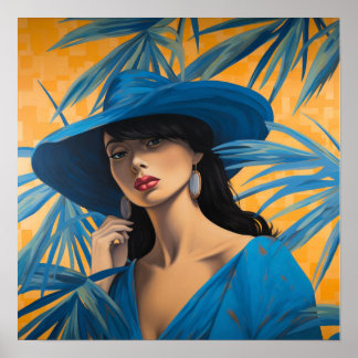Moda de Impressão de Chapéu Azul