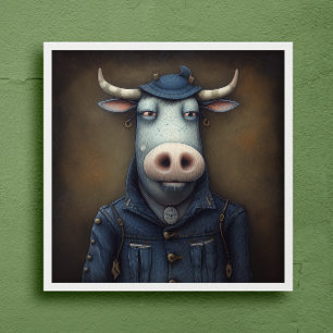 Moda de na moda - Vaca engraçada em um Poster de f