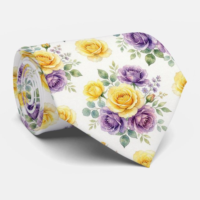 Moda de Primavera | Gravata Floral para Casamento  (Rolled)