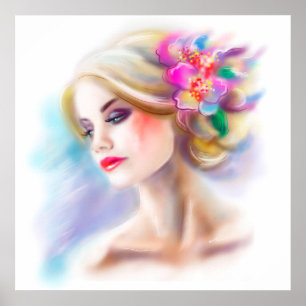 Moda de retrato da poster bela mulher