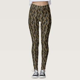 Moda Feminina Kente Preta e Dourada Leggings