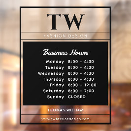 Moda Horário Comercial Preto Semi-transparente