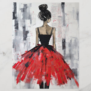 Moda Vintage Menina Vermelha Vestido Bonito