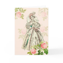 Moda vitoriana cumprimentando cartão do século 19