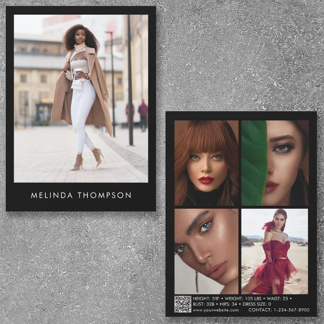 Modeling Actor Comp Card 5 Photo QR Code Black (Criador carregado)