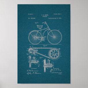 Modelo 1890 do impressão da patente da bicicleta