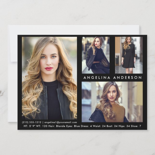 Modelo Ator 4 Foto Comp Card - Frente Blk (Frente)