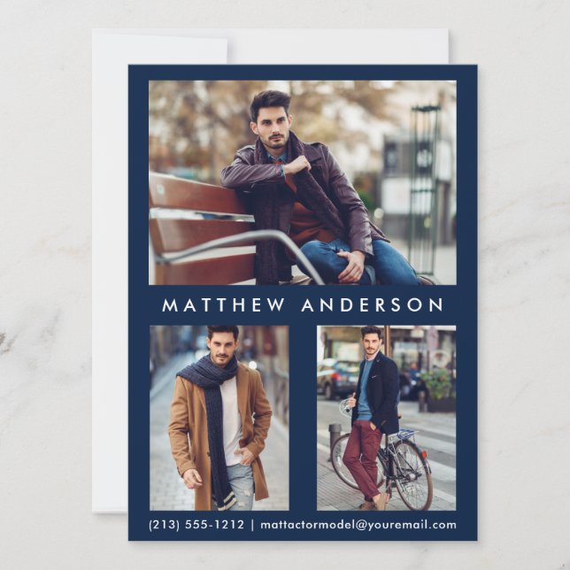 Modelo Ator Comp Card 3 Photo - Front Blue (Frente)