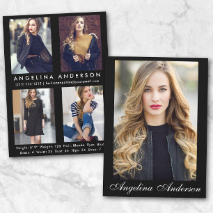 Modelo Ator Comp Card Blk - 4 Foto para trás - Scr