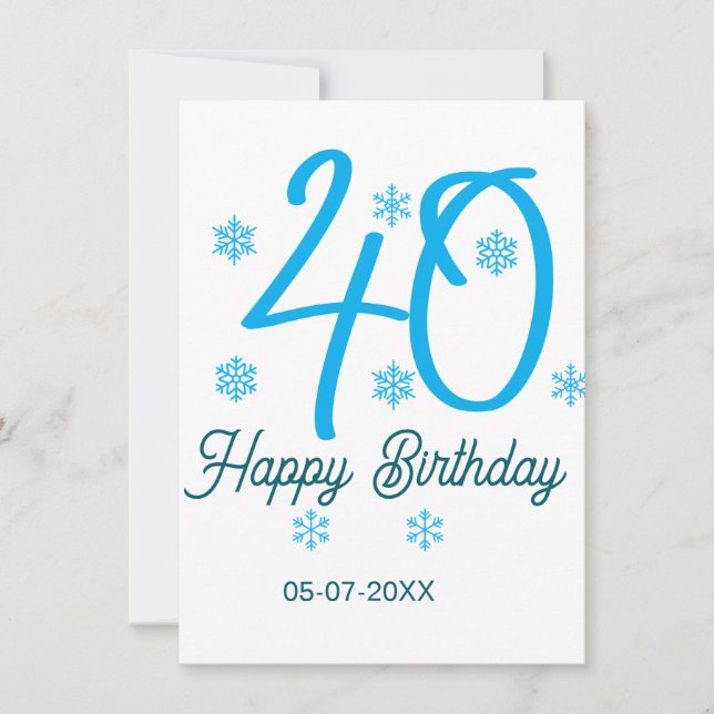 modelo azul de 40º aniversário adicionar nome data (Frente)