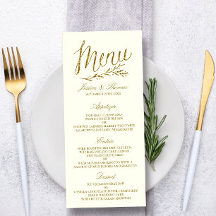 Modelo chique do menu do casamento da folha