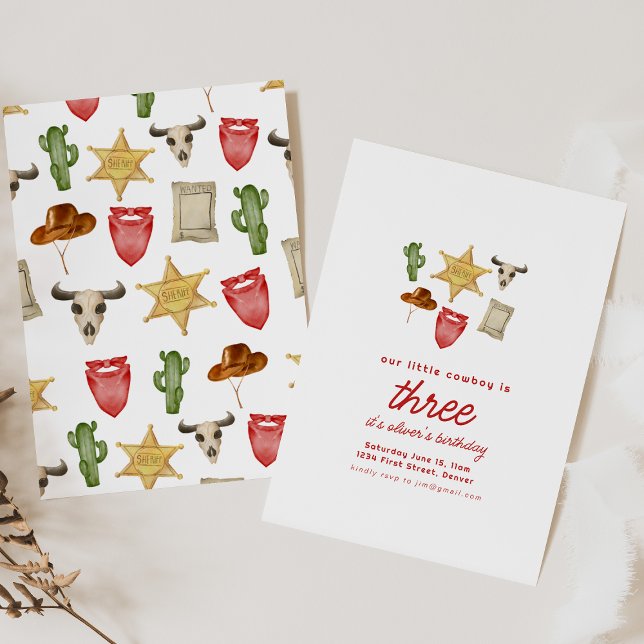 Modelo Convite de aniversário Ocidental do Cowboy (Criador carregado)