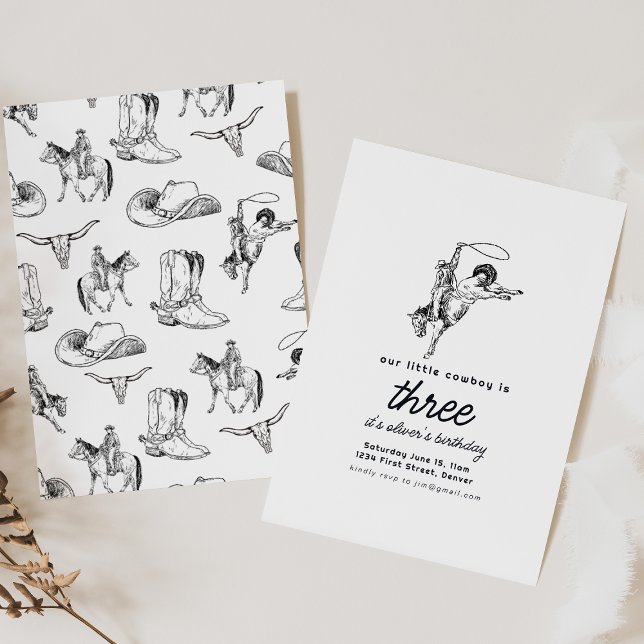 Modelo Convite de aniversário Ocidental do Cowboy (Criador carregado)