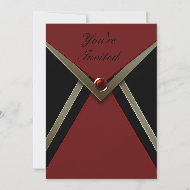Modelo Convite de aniversário preto vermelho (Frente)