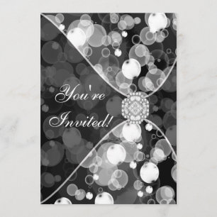 Modelo Convite de festas de bolhas preto e branco