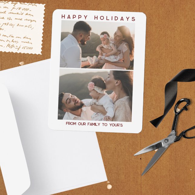 Modelo da placa de férias da família vermelha (Family Christmas Cards Holiday Custom Template)