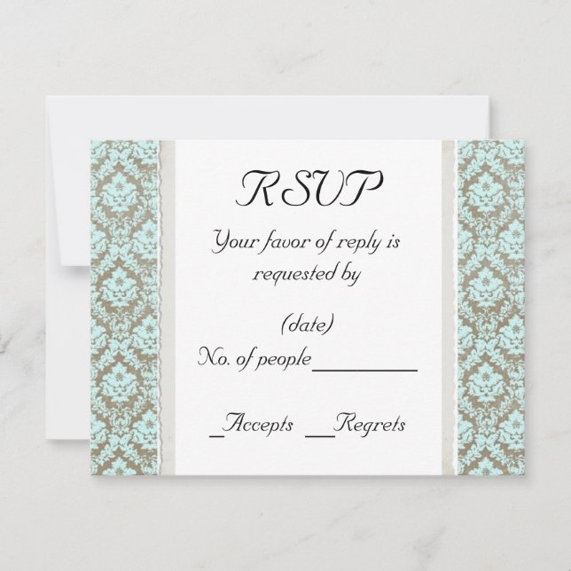 Modelo da placa RSVP Aqua Damask (Frente)