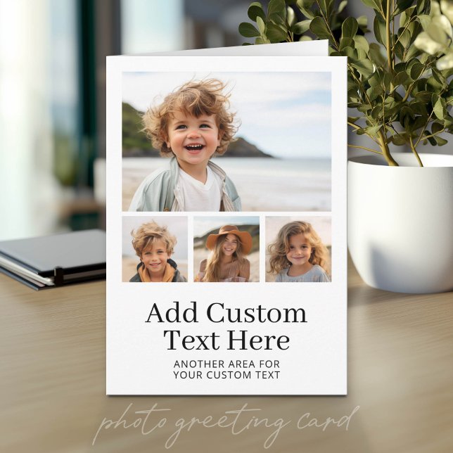 Modelo de 4 Fotos com 2 Linhas de Texto Cartão Mod (Photo Greeting Card)