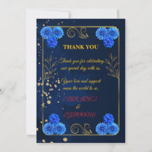 Modelo de Agradecimento de Casamento Azul Marinho