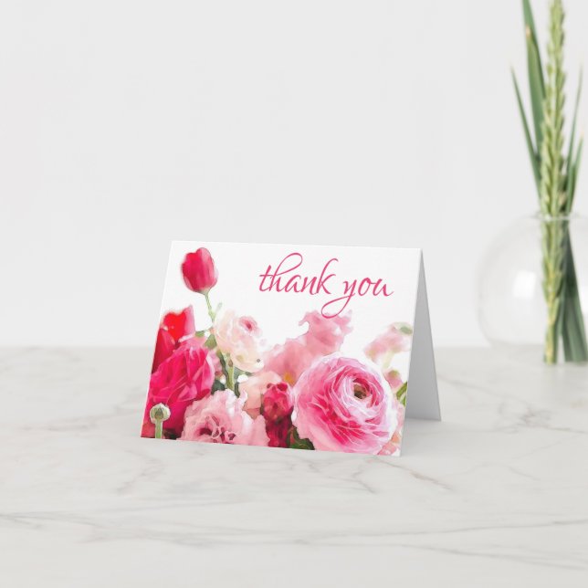 Modelo de Agradecimento em Aquarela com Rosas em L (Frente)