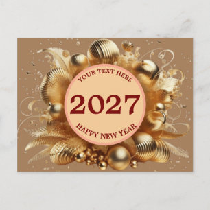 Modelo de Ano Novo Feliz Dourado Elegante saudaçõe